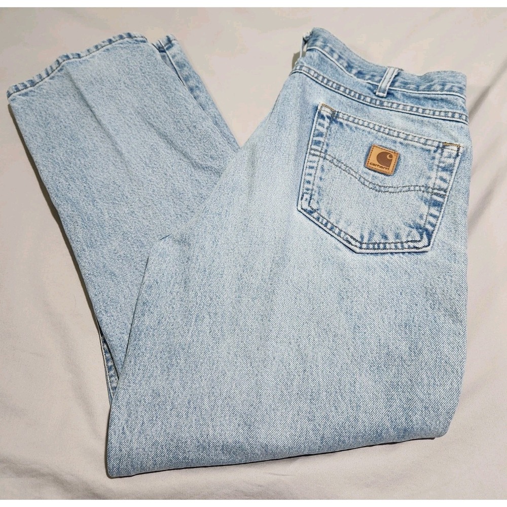 Vintage Carhartt B18-STW Blue Jeans Sz. 36x30 (34x29) Traditional Fit Light Wash